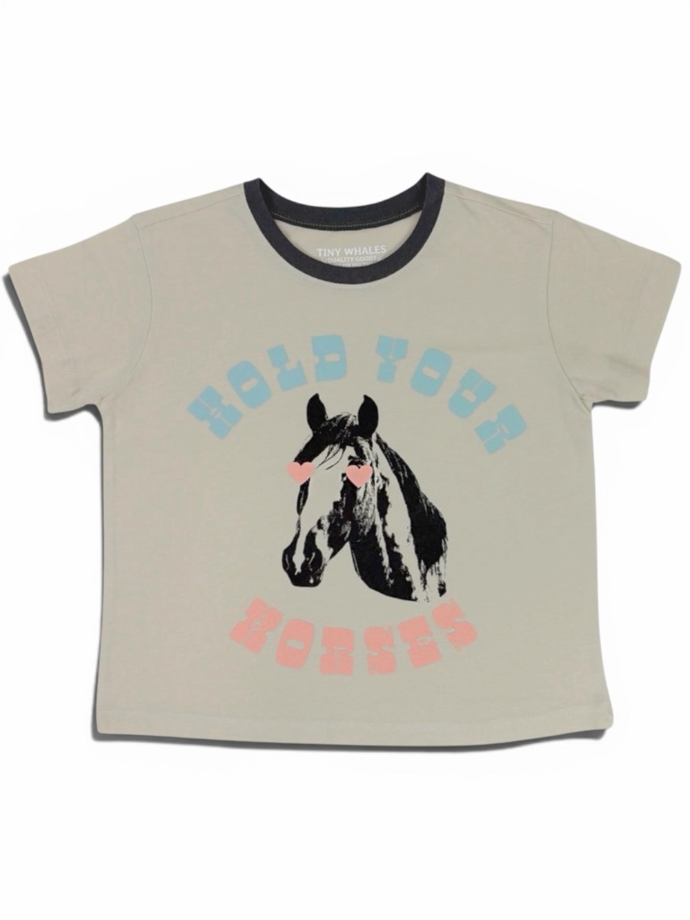 Tiny Whales Kids' 'Hold Your Horses' Graphic Tee - Light Beige